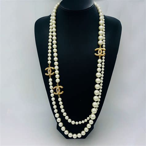 faux chanel necklace pearl|authentic Chanel pearl necklace.